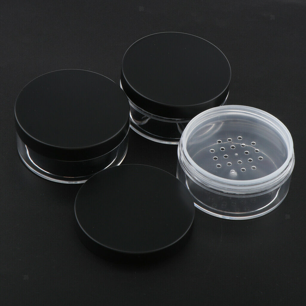 6pcs Clear Loose Powder Container Smoothing Powder Puff Case Makeup Jars