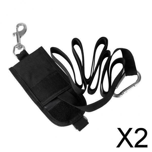 2X Nylon Scuba Diving Safety Stop Jon Line Webbing & Pouch Carabiner Bolt Snap