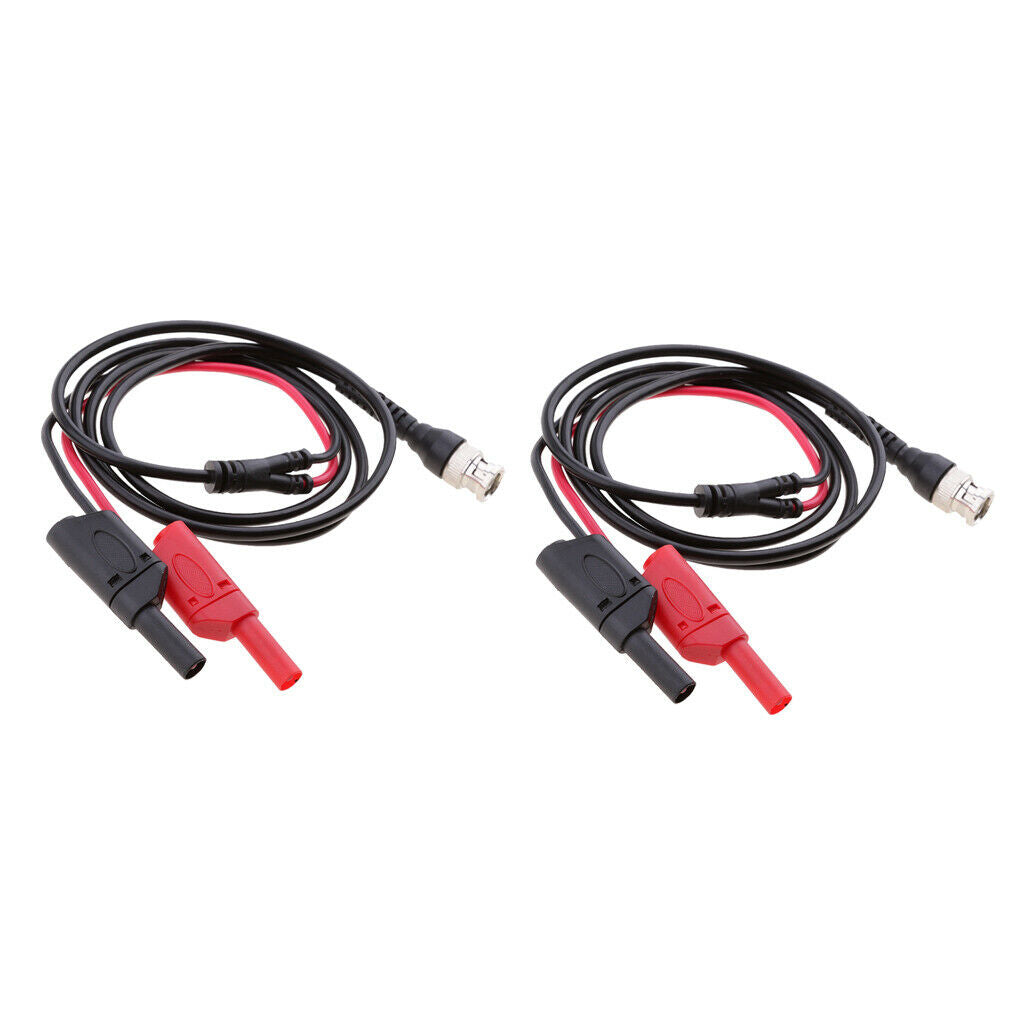 2pc BNC Q9 To Dual 4mm Stackable Shrouded Plug Test Leads Probe Cable