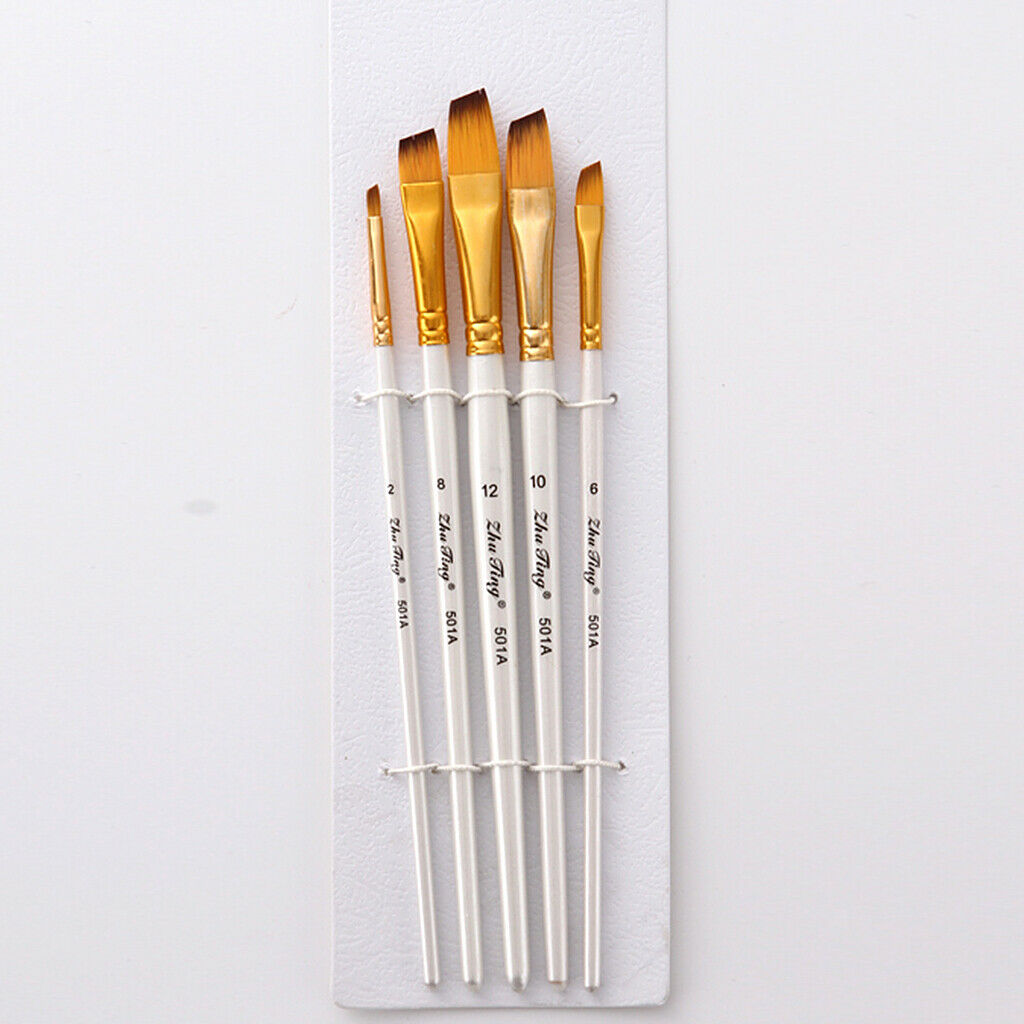 Blesiya 5 Size Angled Tip Brushes Art  Paintbrush Set for Acrylic Oil