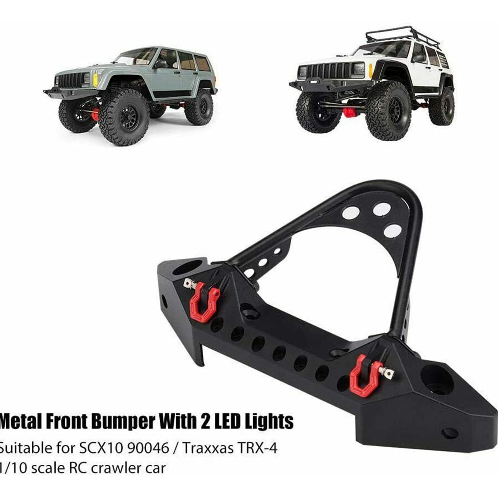 Metal Front Bumper & LED for 1/10 RC TRX4 Axial SCX10 SCX10 II 90046 AXI03007
