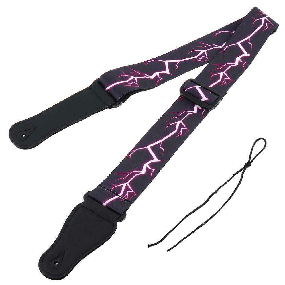 Universal Printing Electric Bass Guitar Strap w/ Cool Purple Lightning Pattern