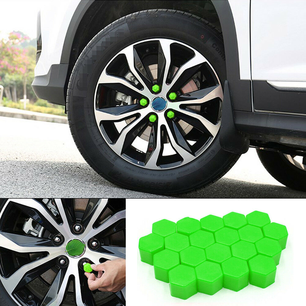 20x 19mm Green Car Wheel Nut  Lug Silicone Hub Covers Screw Dust Protect Caps