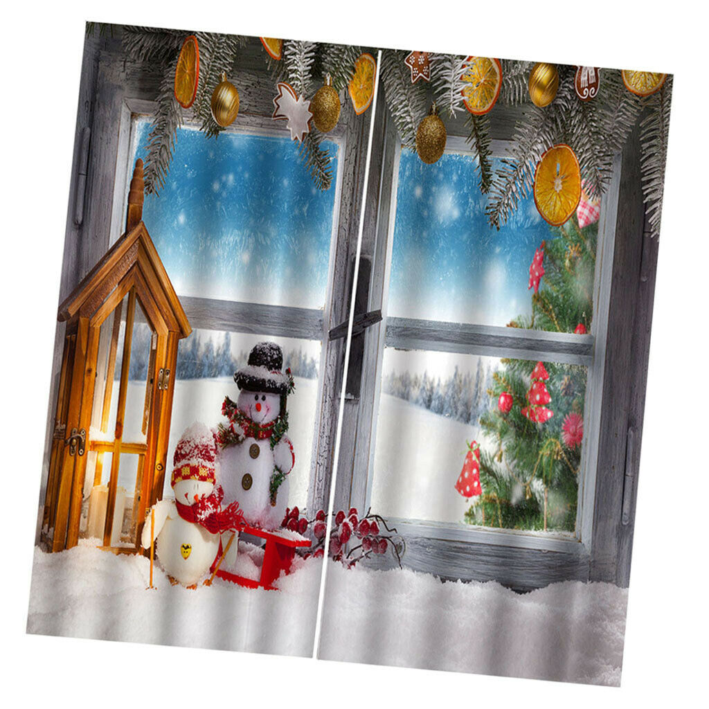 2x Cute Christmas Ball Waterproof Living Room Bedroom Window Drapes 2 Panels
