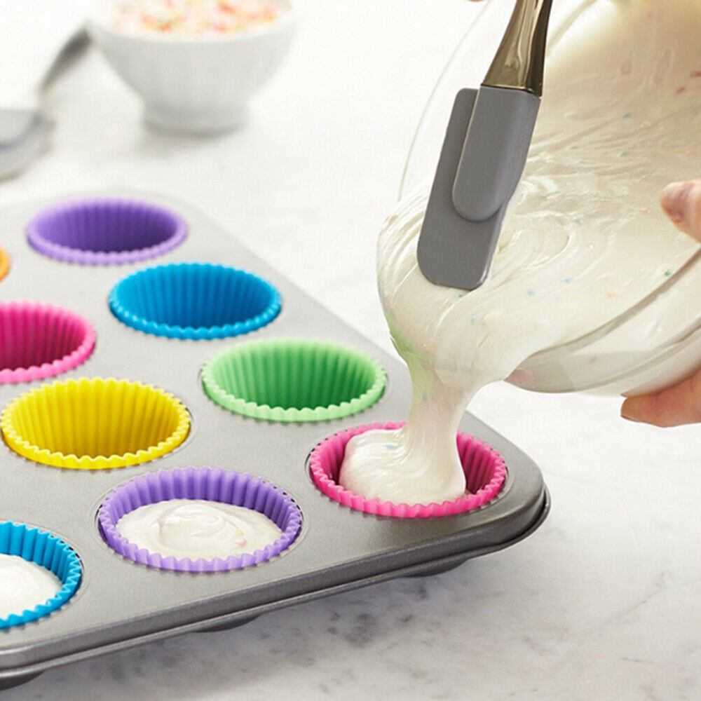 12Pcs Round Shaped Silicon Cake Baking Molds Cake Mold Silicon Cupcake Cup