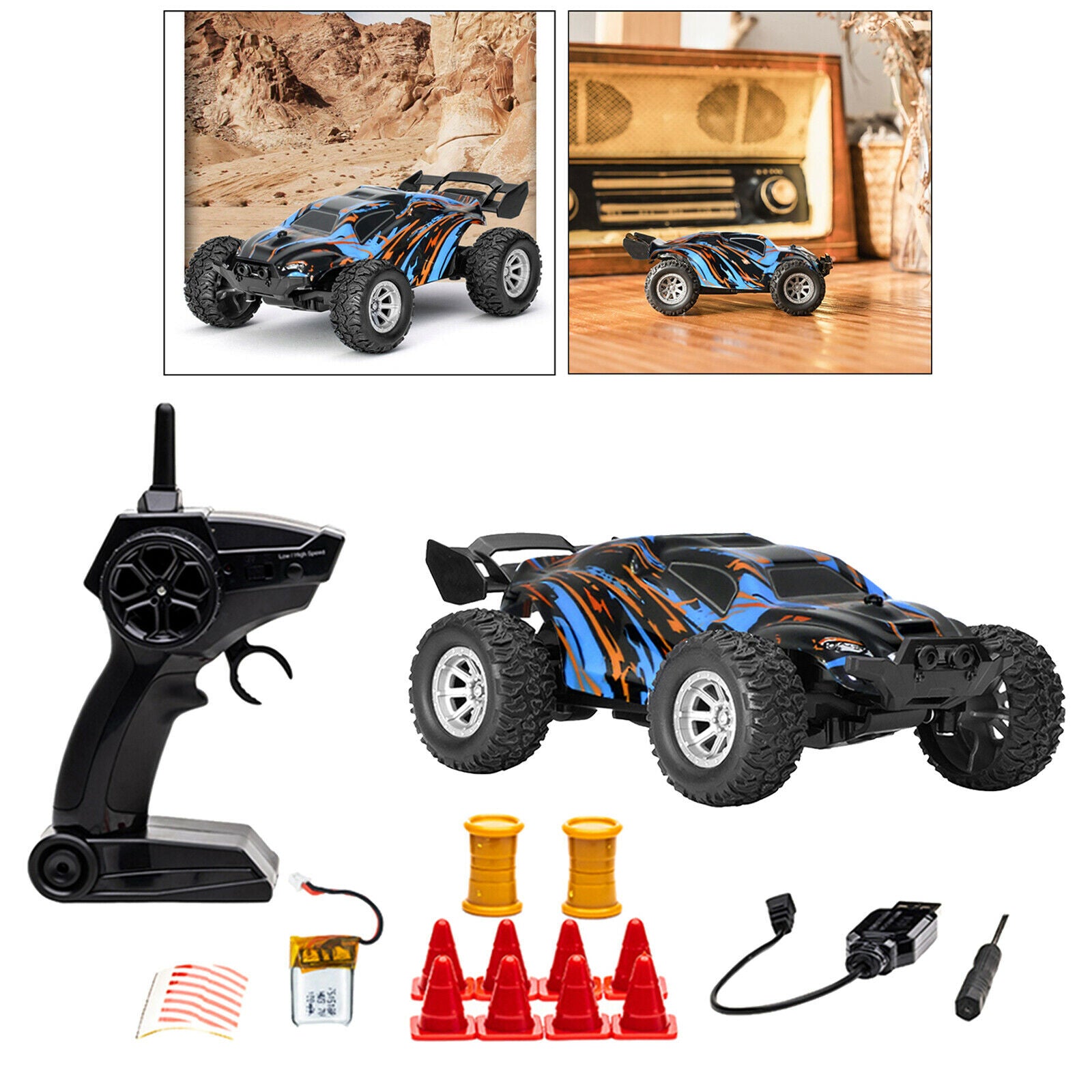 1/32 RC Car 4WD High Speed 20km/h Trucks for Boys Head Lights Outdoor for Boys