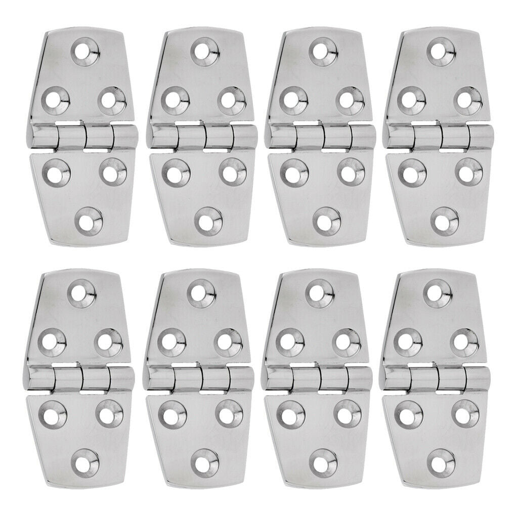 8Pcs Marine Boat Deck Flush Strap Door Hinge - Polished 316 Stainless Steel