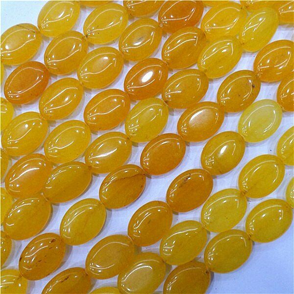 1 Strand 18x13x6mm Yellow Malay Jade Oval DIY Spacer Loose Beads 15.5inch HH8033