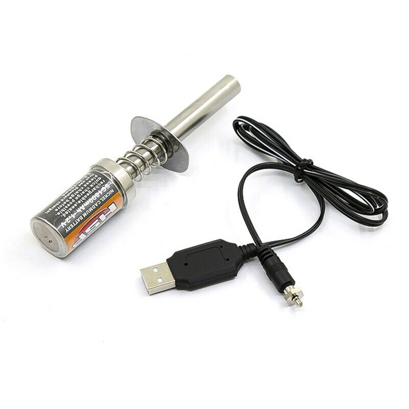 RC Nitro 1.2 V 1800Mah Rechargeable Glow Plug Starter Igniter DC USB ChargerT4W6