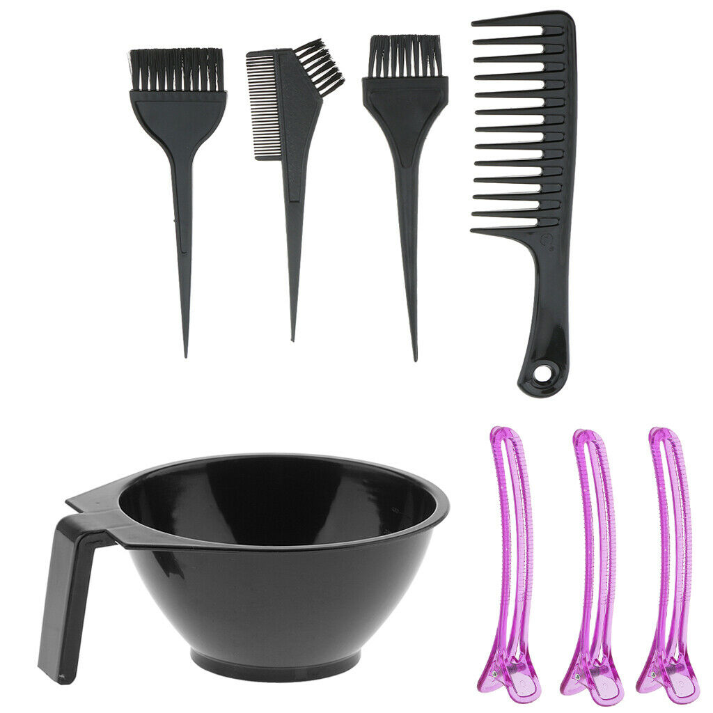 8x Salon Barber Hair Dyeing Brushes Detangling Comb Bowl Styling Tools Kit