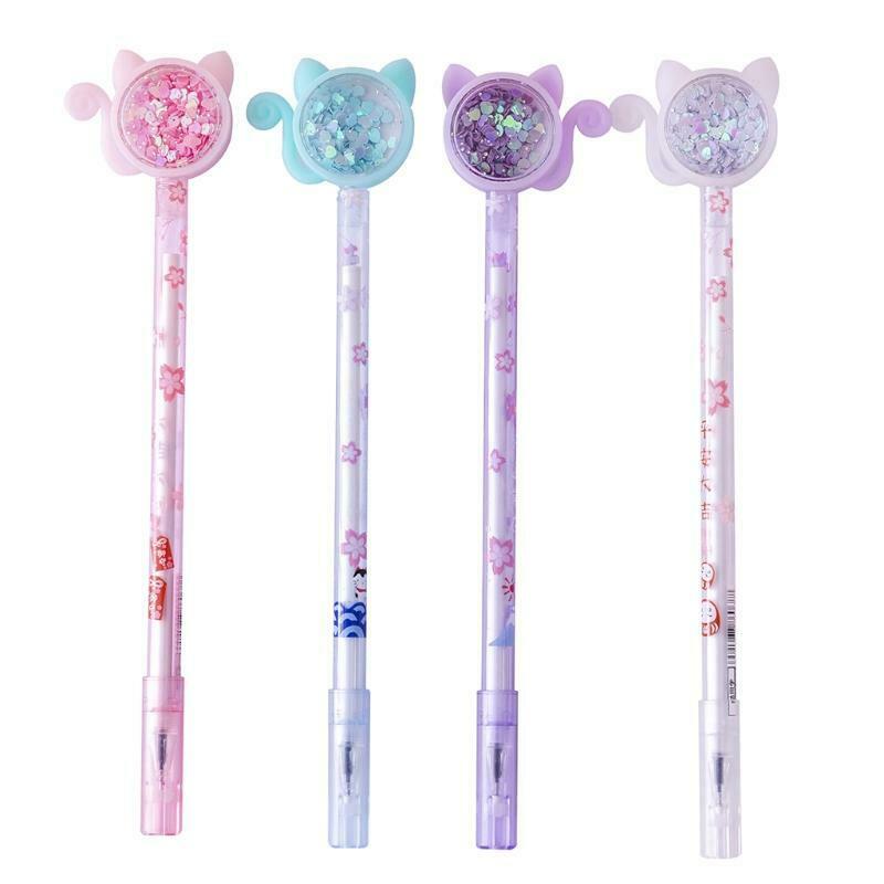 4 pcs Cartoon Black Gel Pen Refillable Smooth Writing Gel Pen for Gift Giveaway
