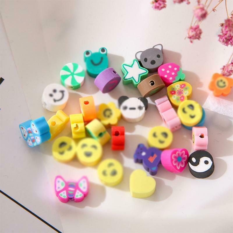 Beads Kit with Lid and Buckle 300 Pieces Beads Bear Star Fruits Flowers Shape