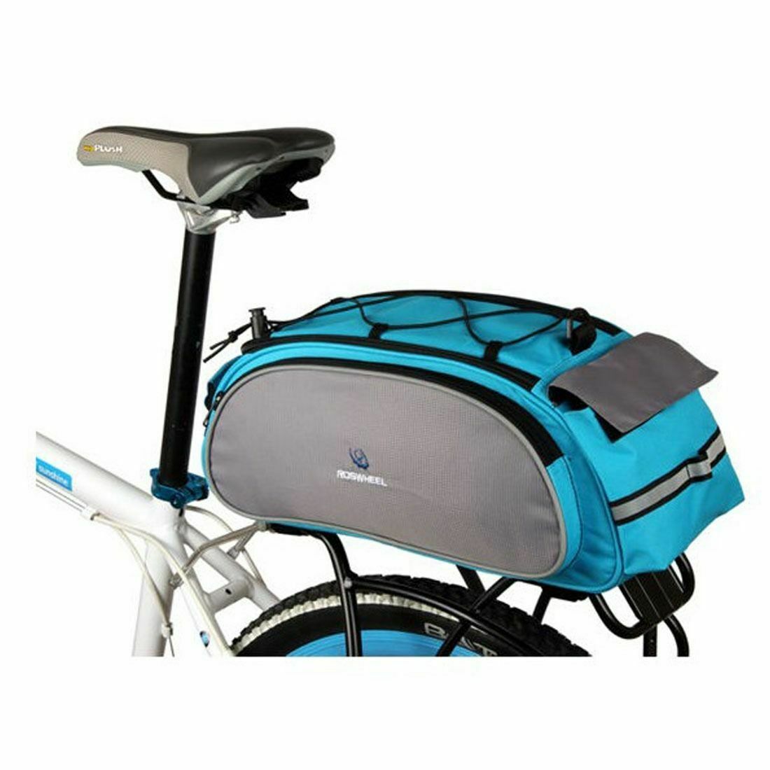 Blue ROSWHEEL Bike Rack Pack Seat Bag Rear Pack Trunk Pannier Handbag