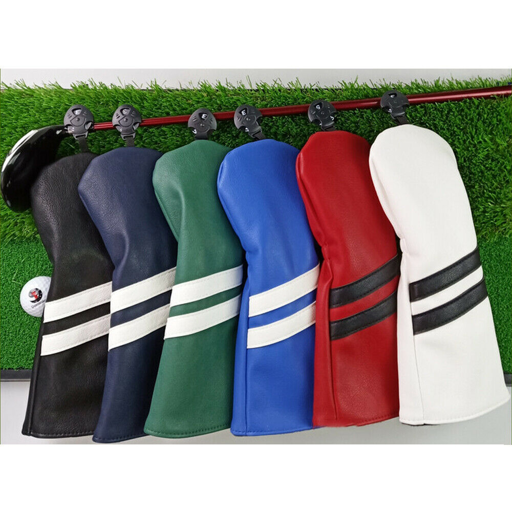 3Pcs Leather Golf Wood Head Cover Waterproof Wood Driver Headcover Sleeve White