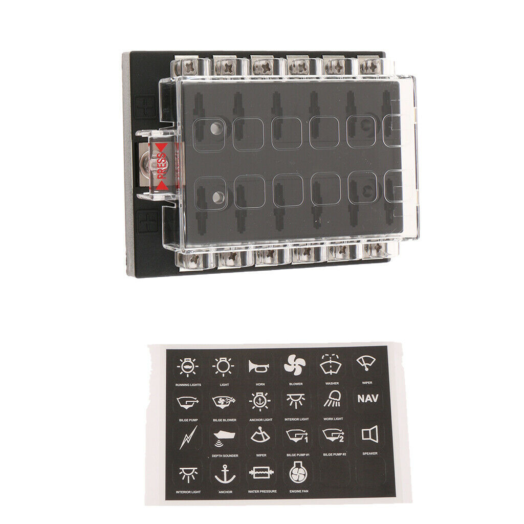 Automotive Car Marine 1 In 12 Out  ATO Blade Fuse Box Screw Holder 32V 40A