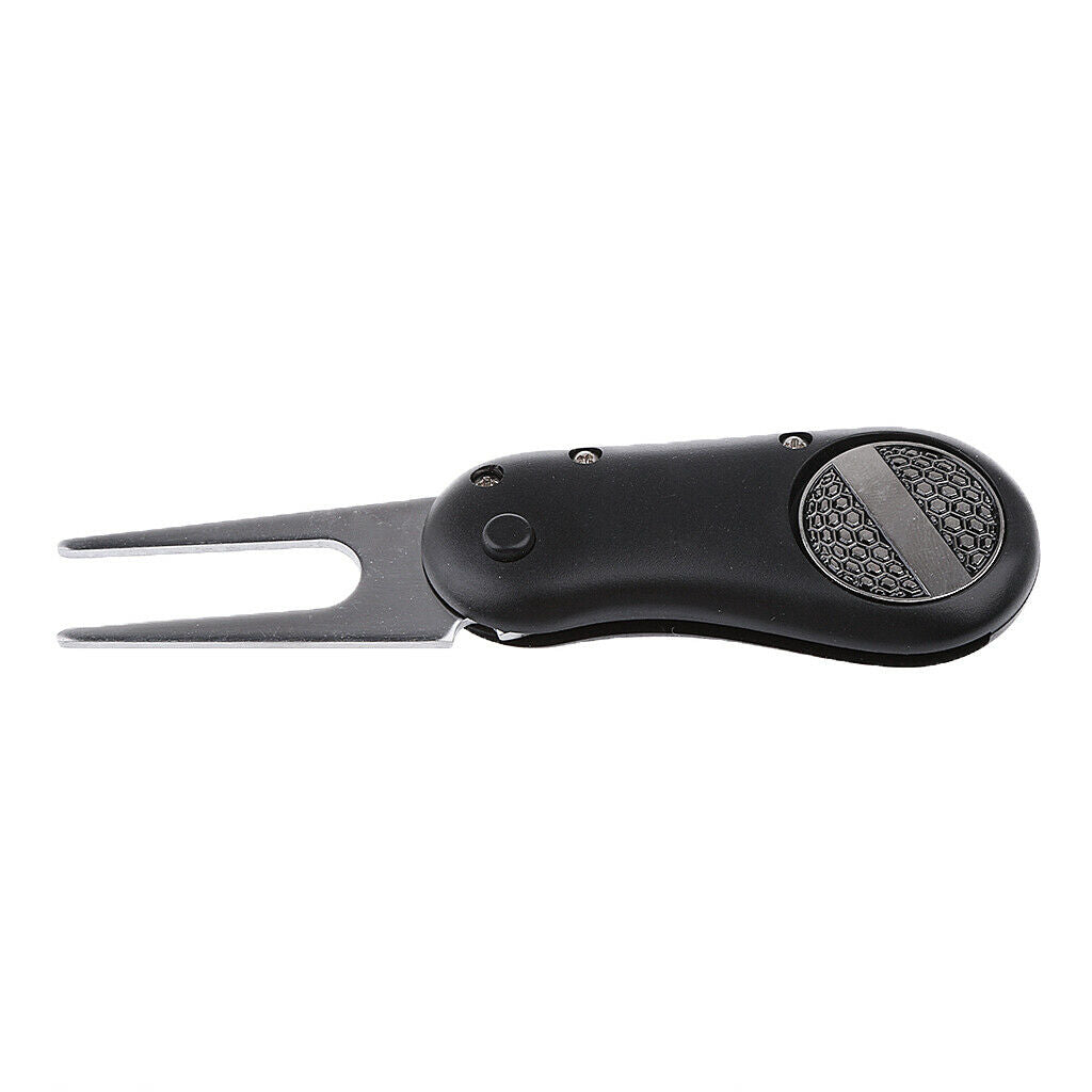2-in-1 Portable Switchable Folding Golf Divot Tool with Magnetic Ball Marker