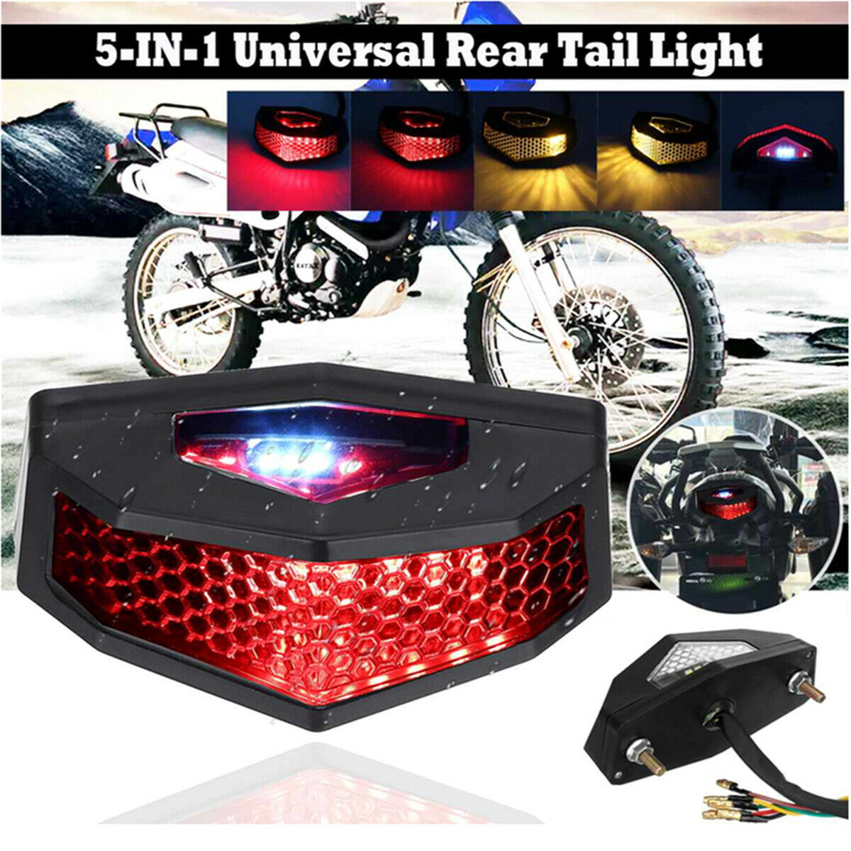 1PCS Retro Motorcycle LED Rear Brake Tail Light Turn Signal Light Waterproof