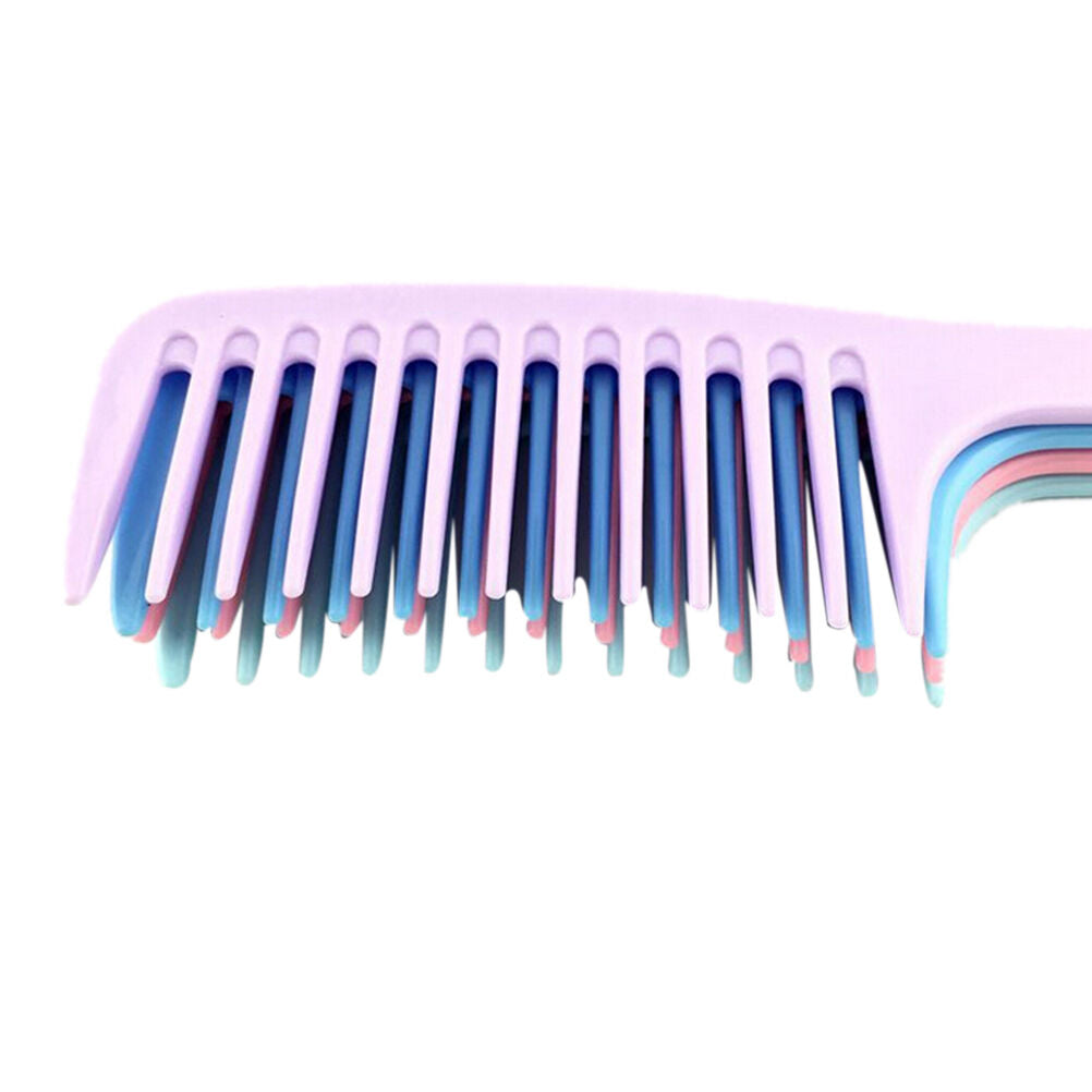 Hairdressing Salon Plastic anti-static handle wide Tooth Hair Comb Detangling、DD