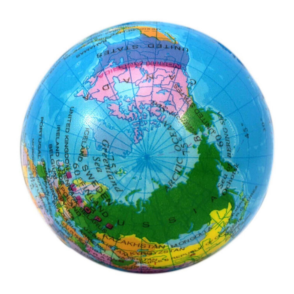 World Map Earth Globe Soft Squeeze Foam Ball Hand Wrist Exercise Stress Re.l8