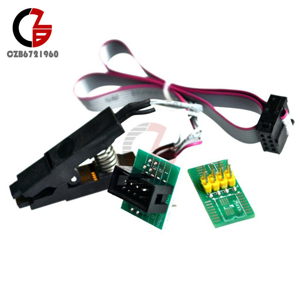 SOIC8 SOP8 Test Clip For EEPROM 93/25 /24Cx in-Circuit Programming + 2 Adapters