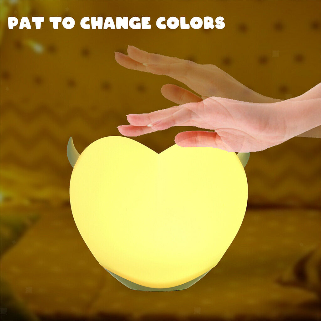 Stuffed Heart Shaped Night Light Colorful Children Bedroom Bedside Lamp