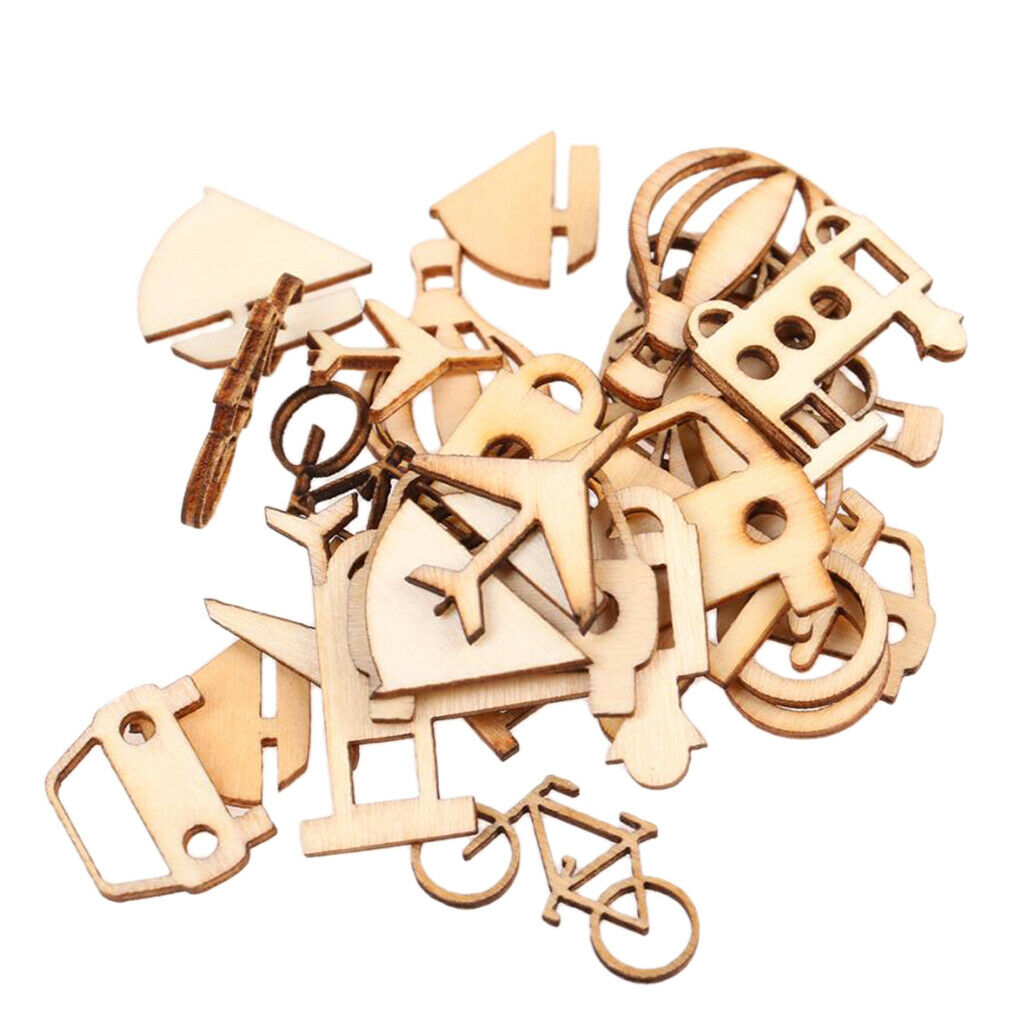24pcs Cut MDF Wood Vehicle Slices Wood Craft DIY Scrapbooking Embellishment