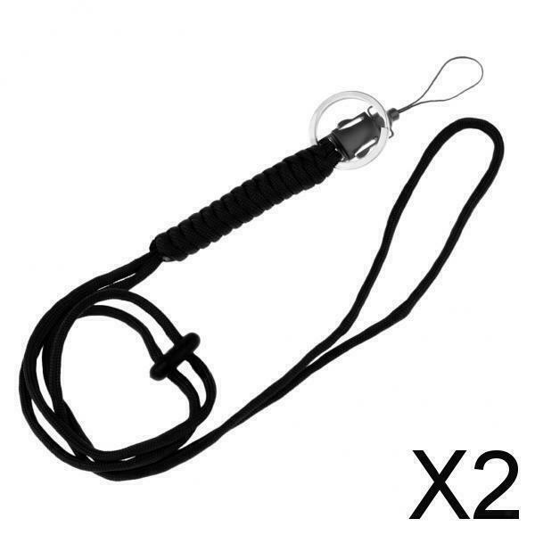 2X Utility Braided Lanyard Survival Paracord Keychain with Split Ring black