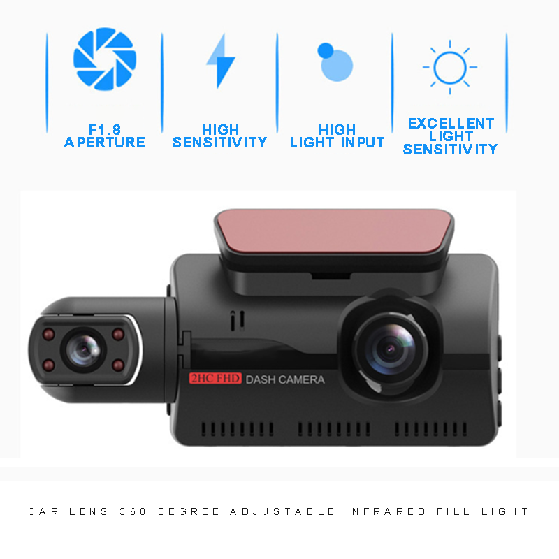 1080P Dual Lens Front & Inside Dash Cam Video Recorder Car DVR Night Vision