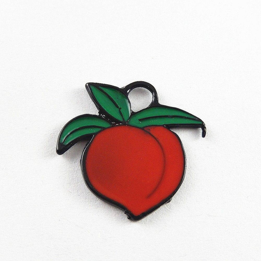 10 pcs Red Enamel Zinc Alloy Peach Fruit Charms Pendant Jewelry Craft Findings