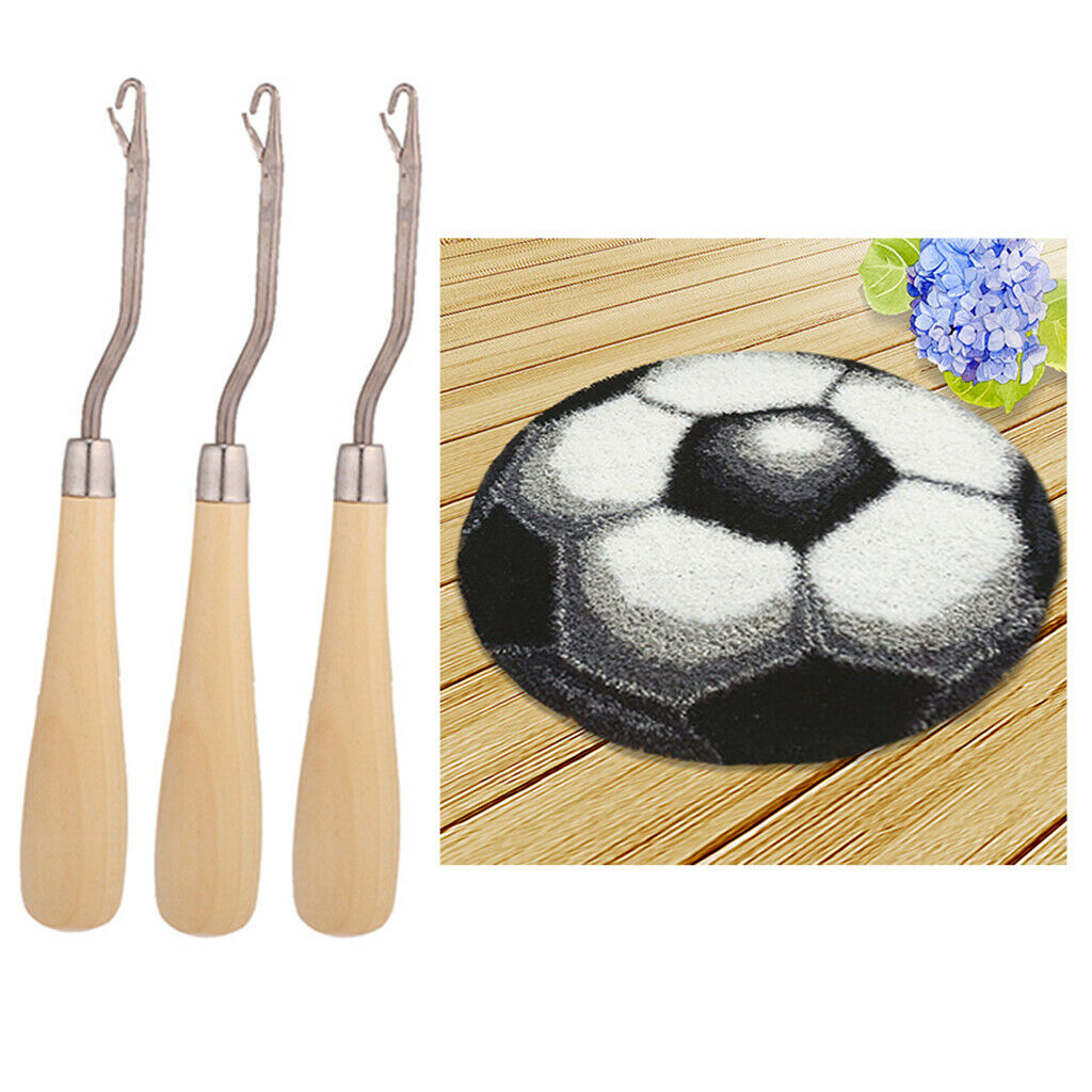 Football Lock Hook Carpet Kit Craft Cushion + 3 Pieces Wooden Lock Hooks