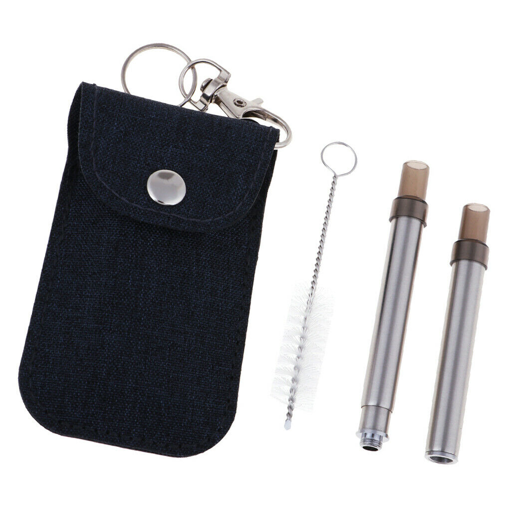 Stainless Steel Foldable Drinking Straw Tumblers Sucker Pipe with Carry Bag S