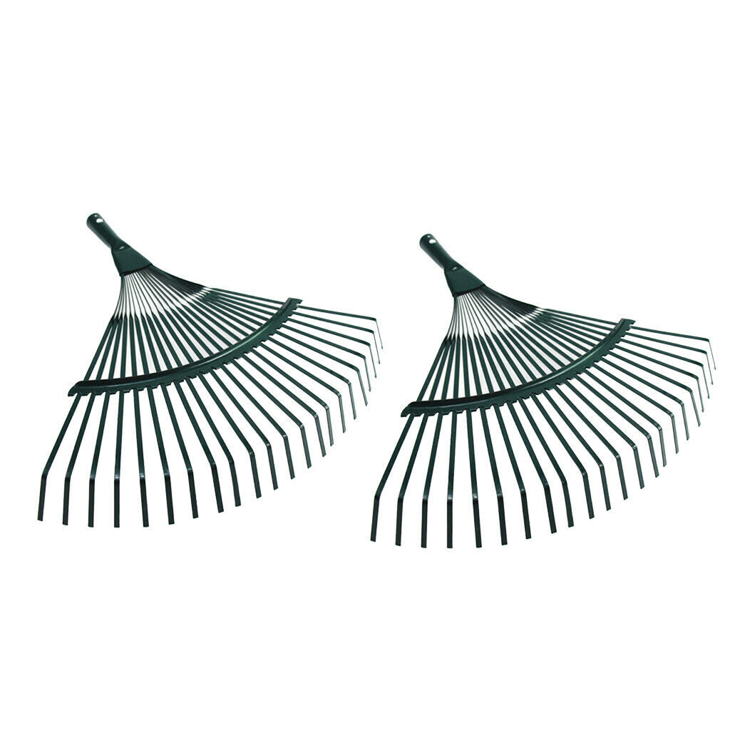 2Pcs 22 Tooth Lawn Rake Head 40cm Wide For Garden Leaves Heavy Duty Green