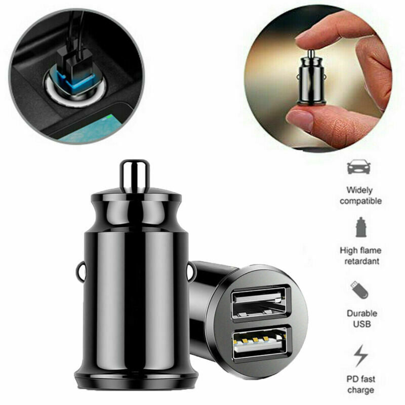 Ultra mini Baseus 3A Fast Charging Dual Ports USB Car Phone Charger Adapte