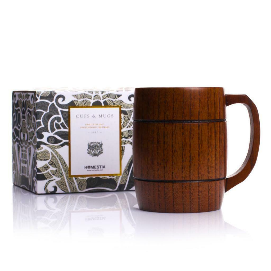 Large Oak Wooden Mug Beer Cup with Handle Wooden Tankard Beer Stein Mug Milk