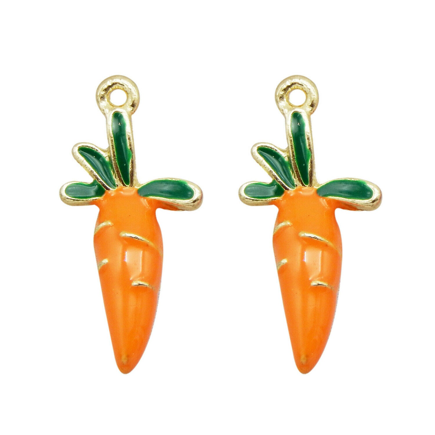 8PCS Enamel Plated 23x11mm Vegetable Carrots Pendant Charms DIY Making Findings