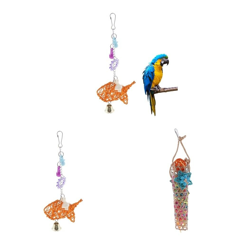2x Parrots Chew Forgaing Toys w/ Bell For Bird Macaws Cockatoo Birds Macaws