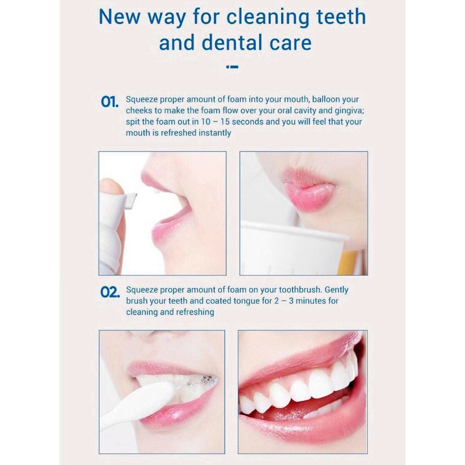 60ml Natural Tooth Whitening Toothpaste Shining Mousse Foam Deeply Cleaning