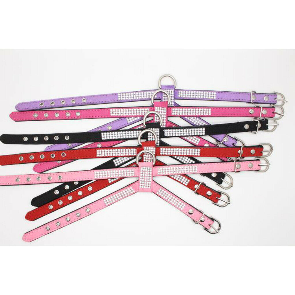 2pcs Bling Diamond Crystal Collar Pet Cat Dog Harness Chest Strap Lead