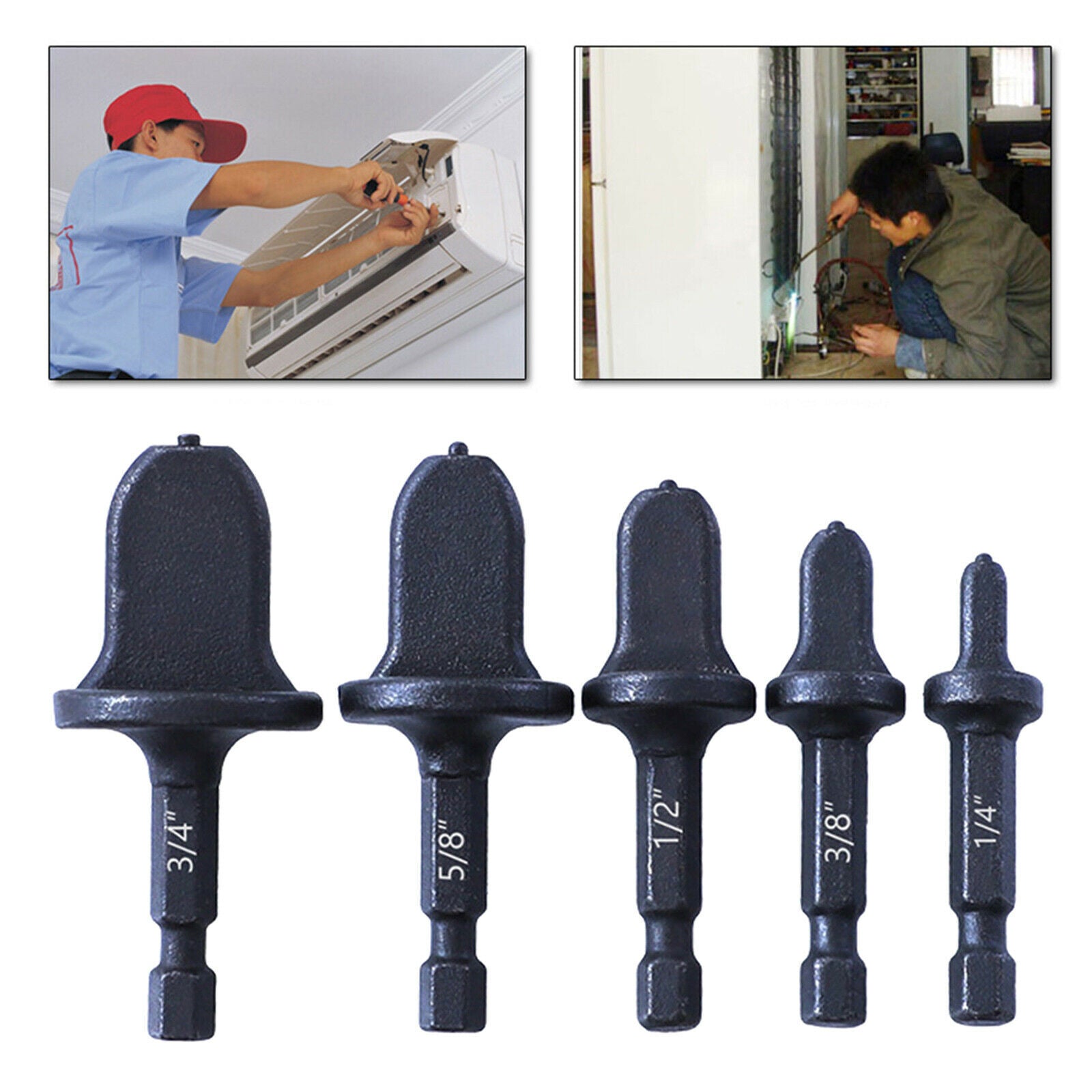 5pcs Swaging Tool Drill Bit Repairing Set Portable Flaring Rotary Hex Handle