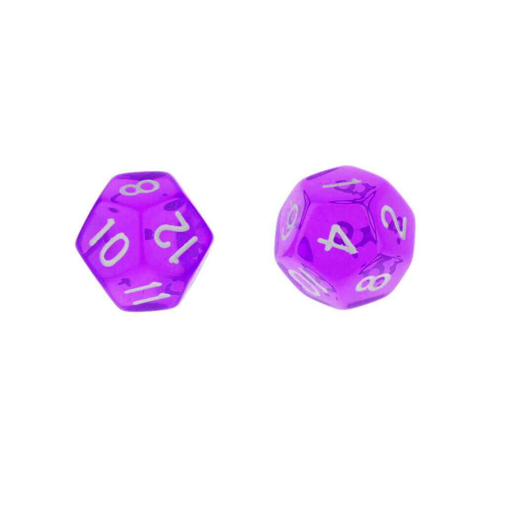 Gem Muti Sided Dices Set Of 5 D12 D&D TRPG  Games Purple