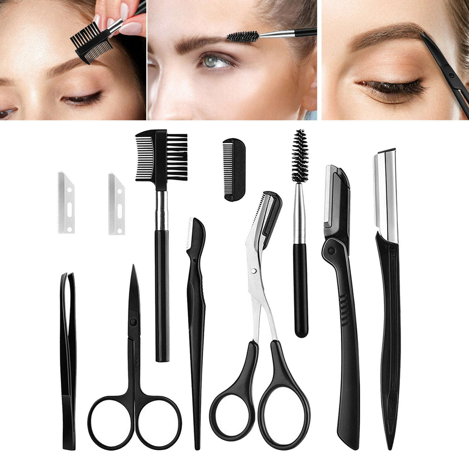 Eyebrow Kit, Professional 11 Pc Eyebrow Grooming Kit for Women with PVC Case,