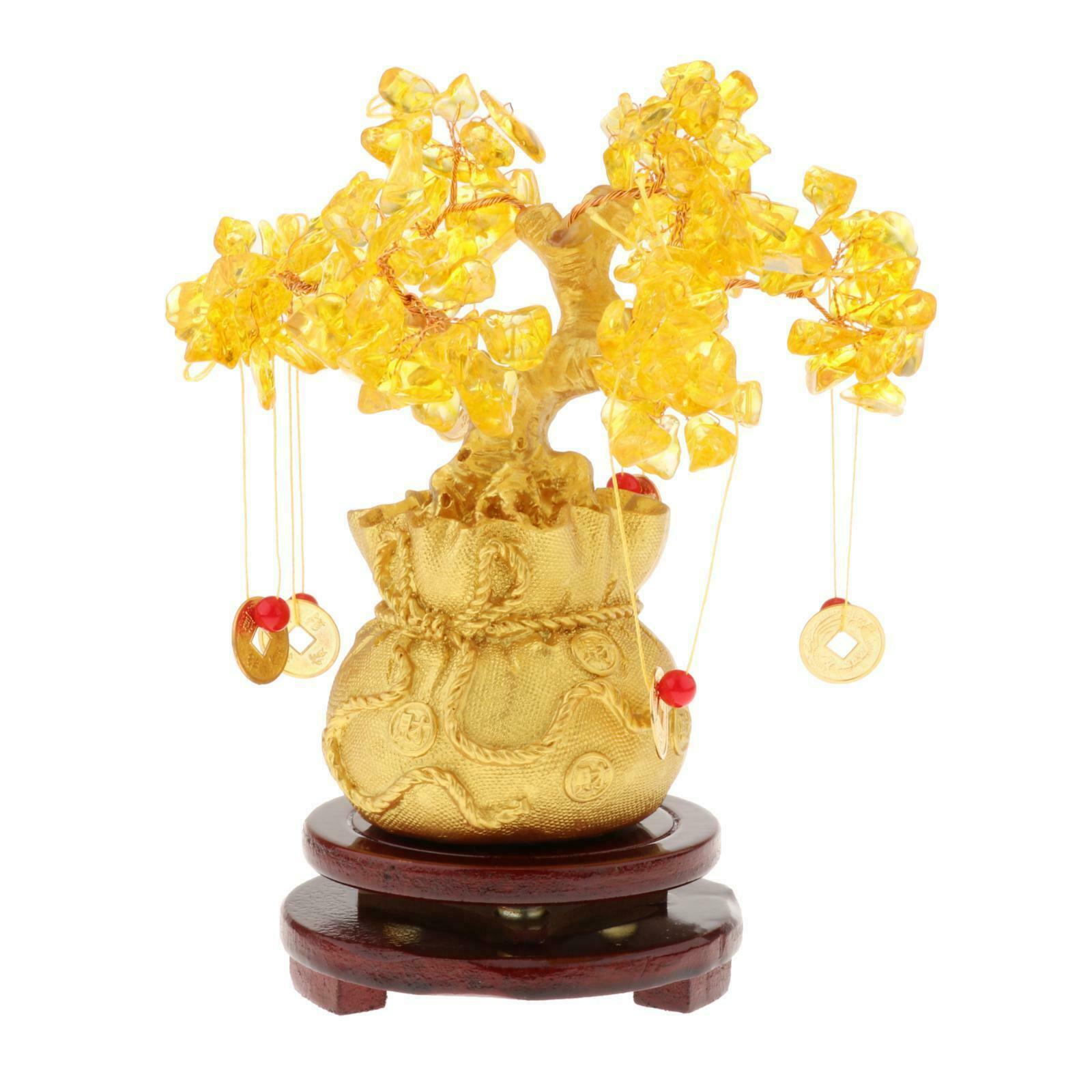 FengShui 7.5" Citrine Quartz Money Tree Ornaments for Home Office Store
