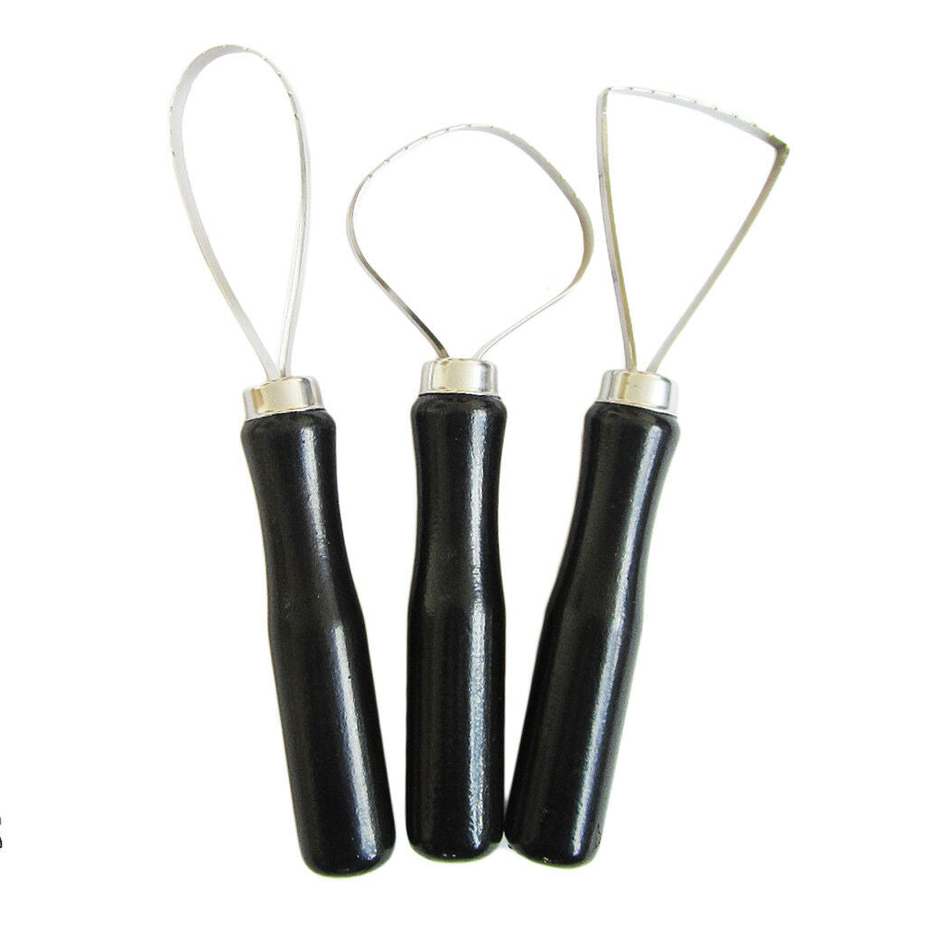 3pc Ceramic Pottery Clay Trimming Big Loop Tools Set With Flat Wire Tool Set
