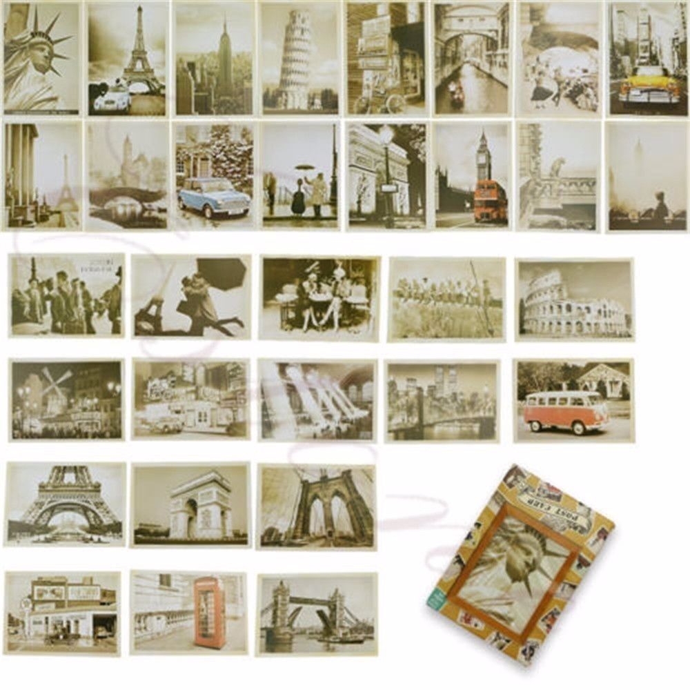 32pcs/Lot Duplicate Retro Posters Old Travel Postcards Wall Decoration Cards Set