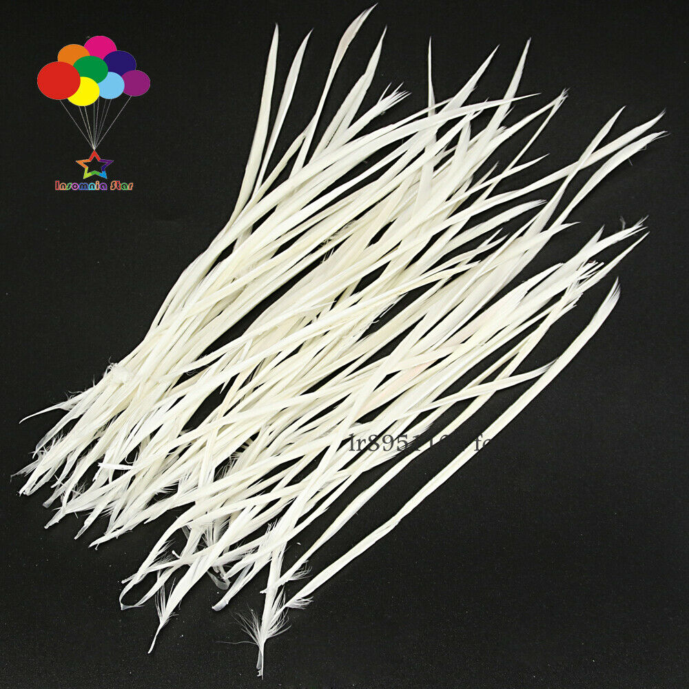 Goose Feathers 20-25cm 8-10 inch Carefully Crafted Smooth Dyed White Juju