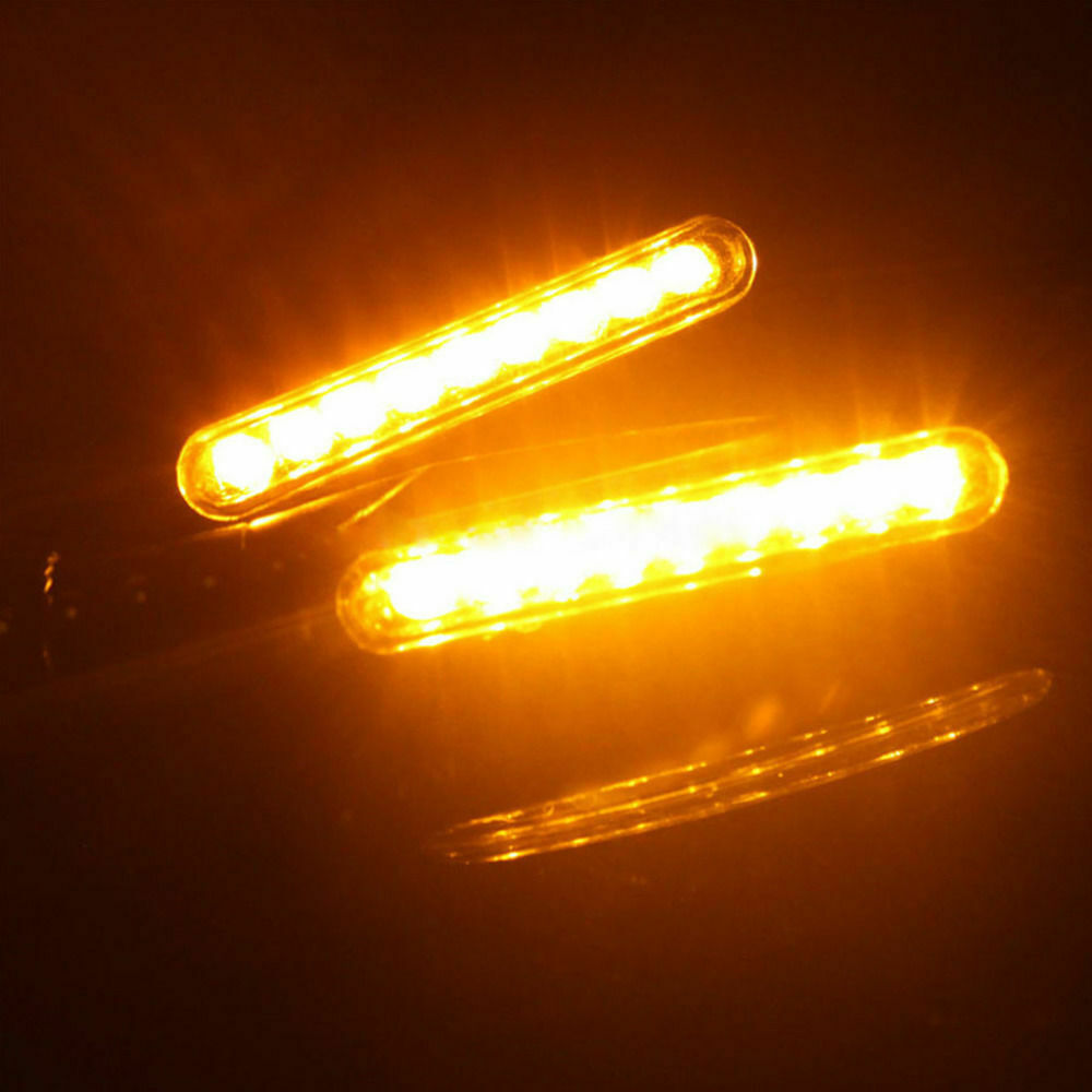 Motorcycle 12LED Turn Signal Flowing Light Indicator Blinker Amber Lamp Bendable