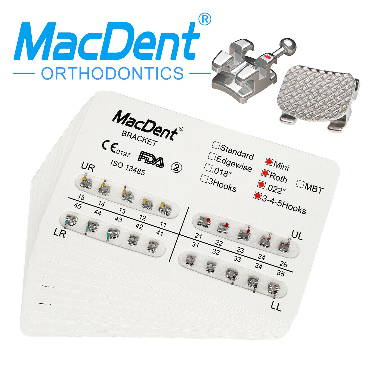 Dental Orthodontic Brackets Metal Mini Roth 022 Hook 345 + Buccal Tube Monoblock