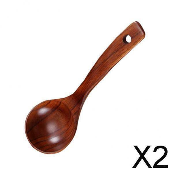 2X Natural Wooden Bamboo Ladle Scoop For Soups, Sauces, Casseroles, Porridge S