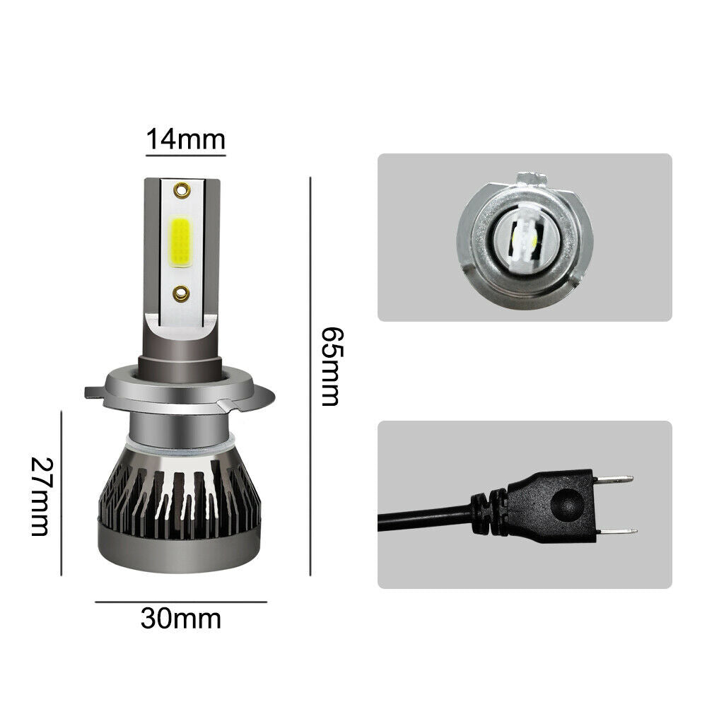 H7 Mini Led Headlight 6000K White Bulbs Kit Super Bright COB Chip IP68