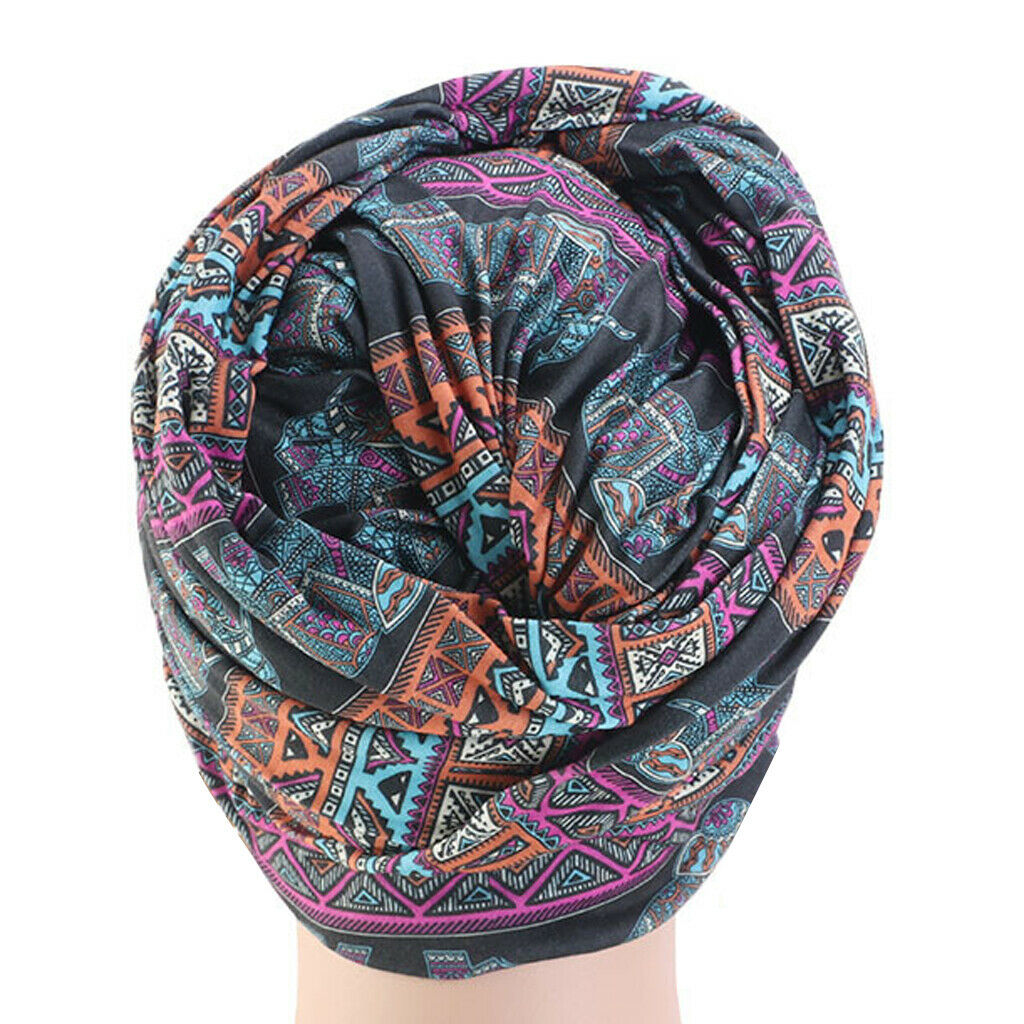 2pcs Women's Chemo Turban Beanie Bow Cotton Stretch Hats Printed Headband